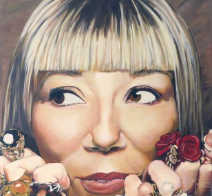Daisy zeigt ihre Ringe | Malerei von Eva Nordal | Öl auf Leinwand, realistisch
