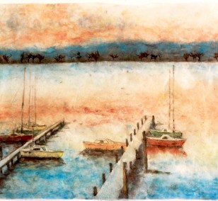 Wannsee Boote | Malerei von Künstlerin Simone Westphal, Papiermalerei