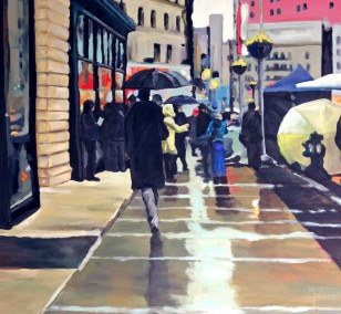 New York im Regen | Malerei von Künstlerin Simone Westphal, Acryl auf Leinwand