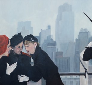Drei Freundinnen | Malerei von Eva Nordal | Öl auf Baumwolle, realistisch