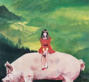 Schwein gehabt | Malerei von Eva Nordal | Öl auf Leinwand, realistisch