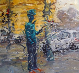 At the traffic light | Malerei von Künstlerin Simone Westphal, Öl auf Leinwand