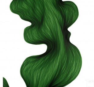 Deep Green Bend | Lali Torma | Zeichnung | Kalligraphie Tinte auf Papier