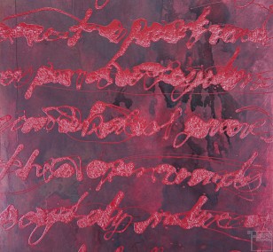 Malerei Pamplona | Künstler Marek Schovanek, Stenography Serie, Beize und Glasurlack auf Leinwand